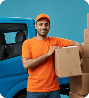 Delivery driver with van and packages